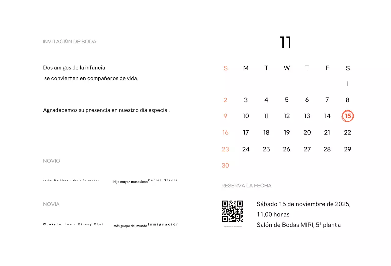 Foto infantil invitación de boda sencilla negra