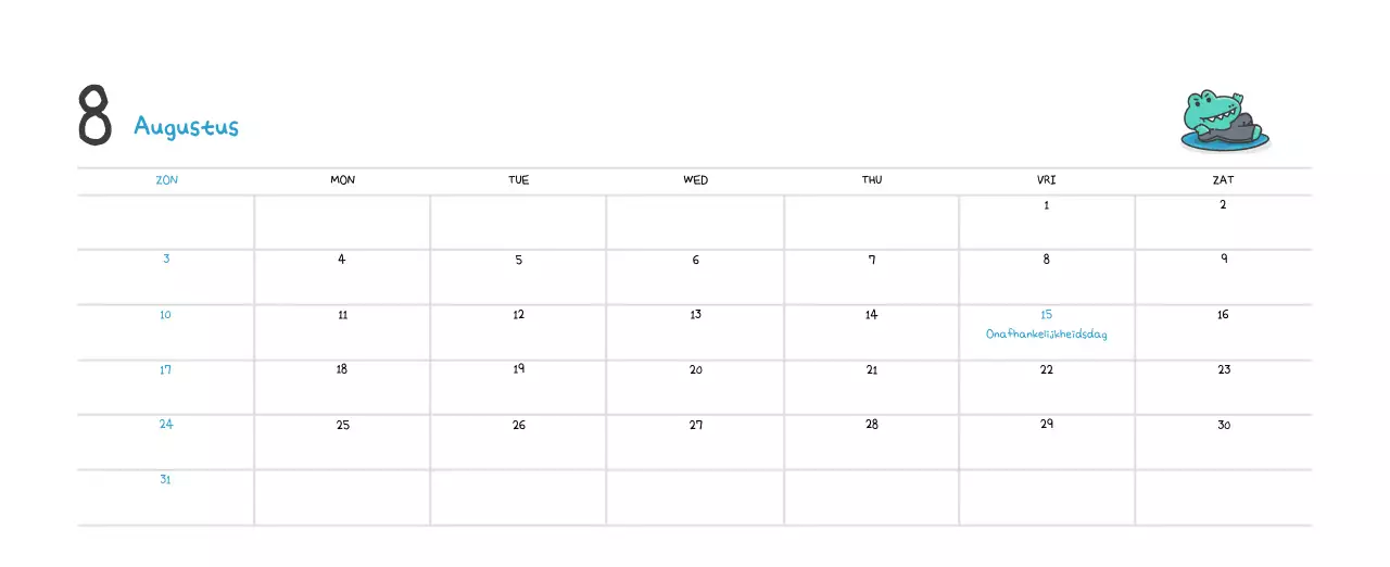 Een kalender met een schattig Ago-illustratieconcept