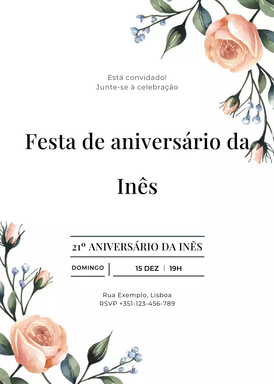 Convite de aniversário laranja branco estilo elegante