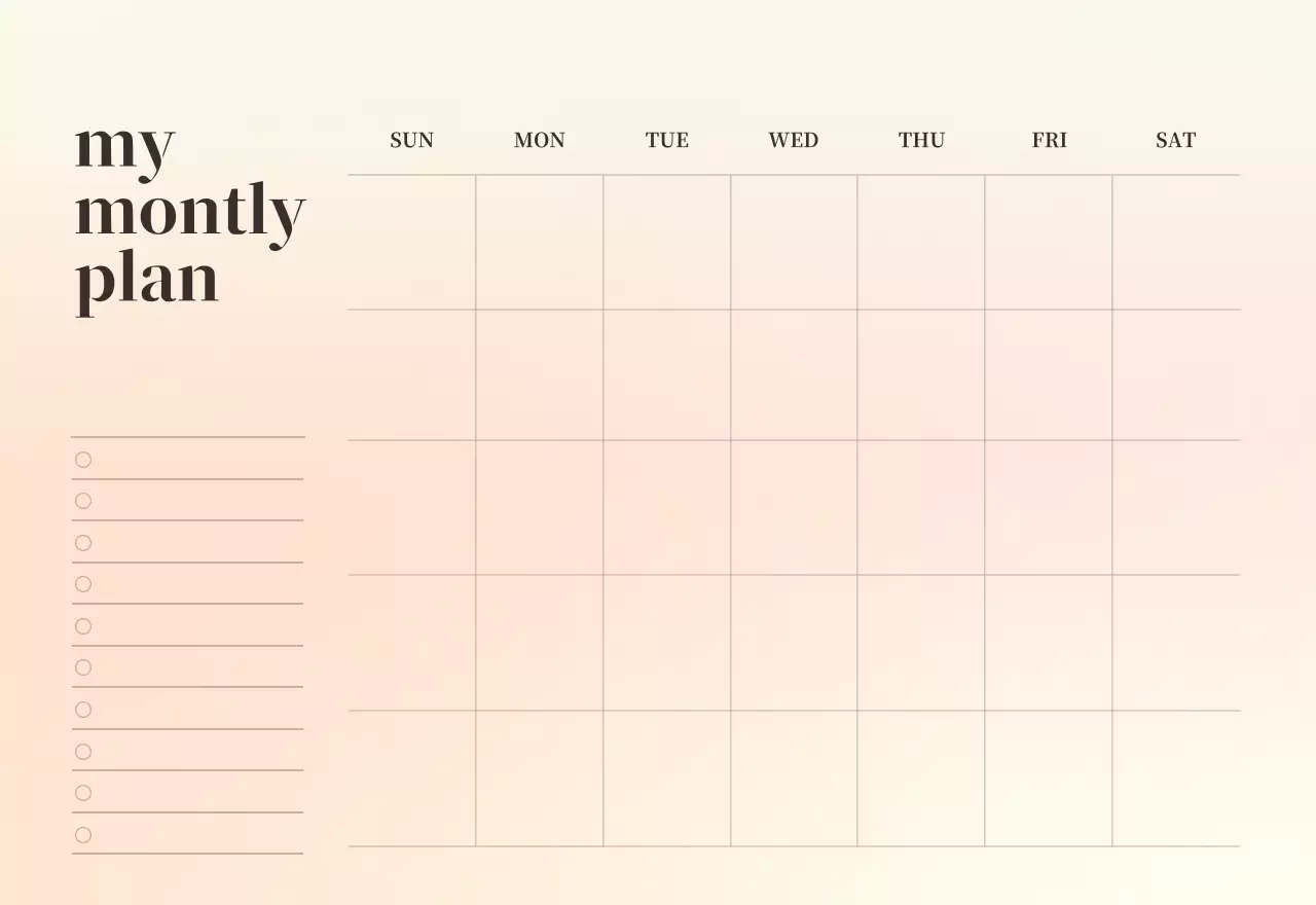 グラデーションミニマルカレンダーカレンダー