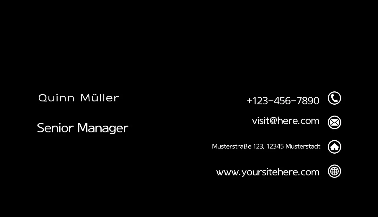 schwarze minimalistische Visitenkarte
