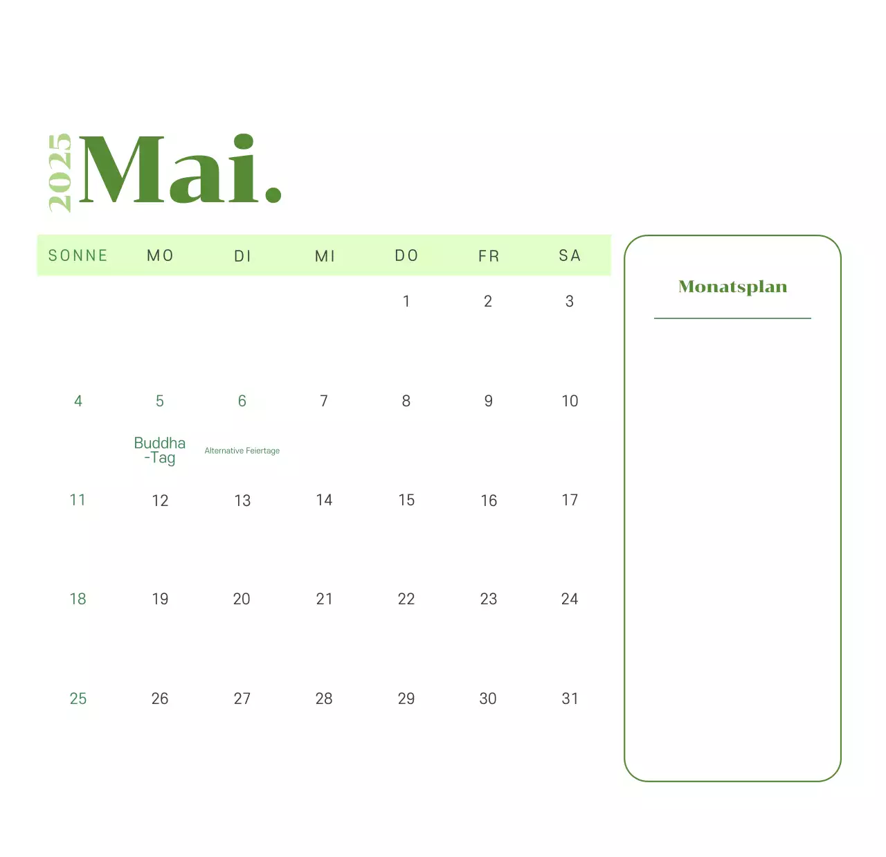 Kalender mit Jugendillustrationen auf gelb-grünem Hintergrund
