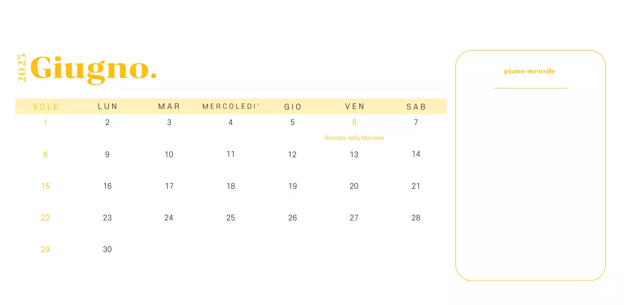 Calendario con illustrazioni giovanili su sfondo giallo-verde