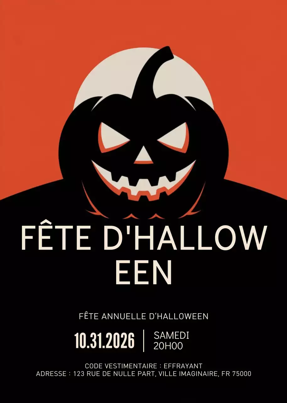 Invitation rétro orange pour Halloween