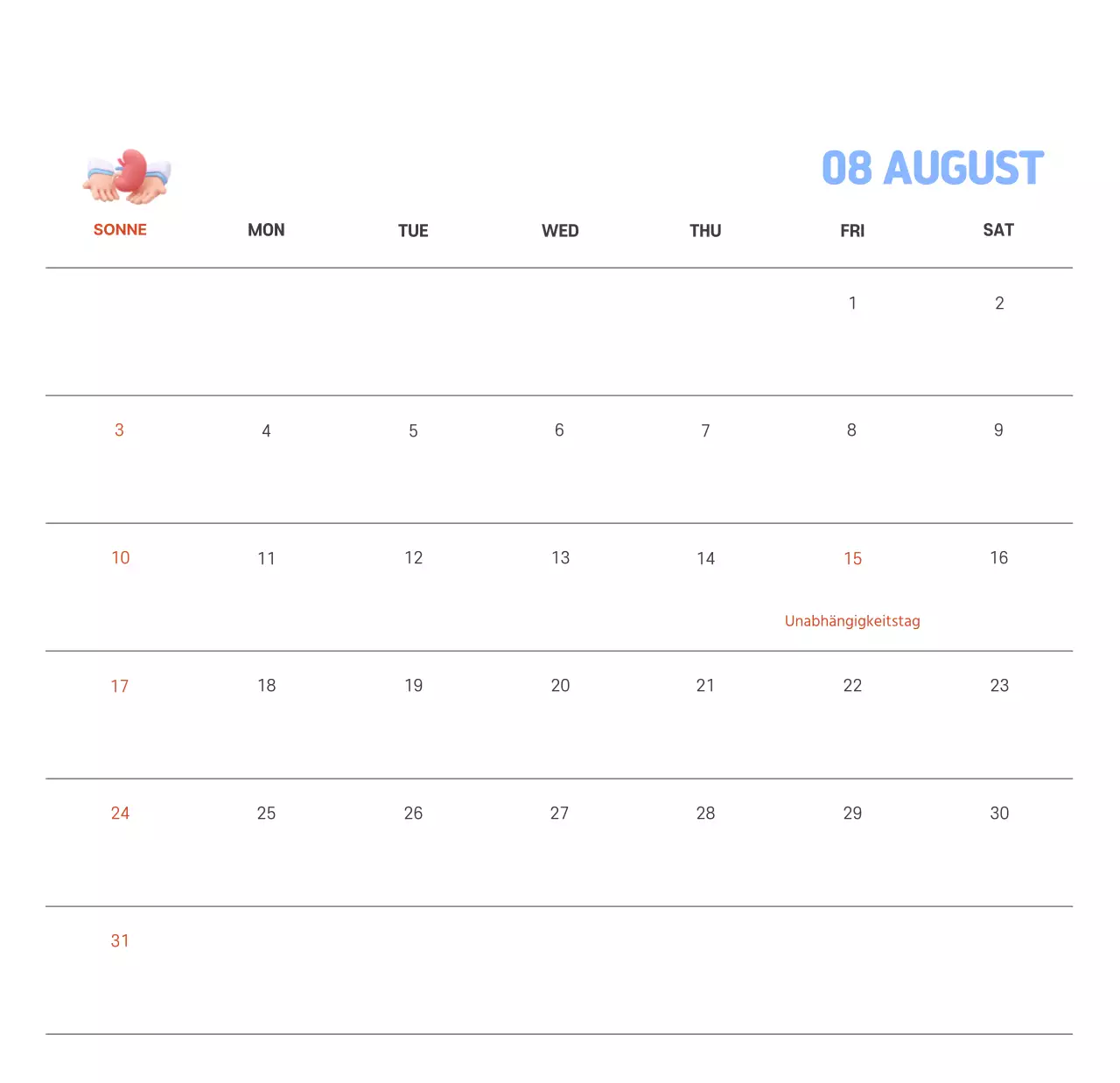 Ein festliches Krankenhaus mit Illustrationen zum Thema Gesundheit und Familie und farbenfrohen Akzenten