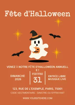 Invitation rétro orange pour Halloween