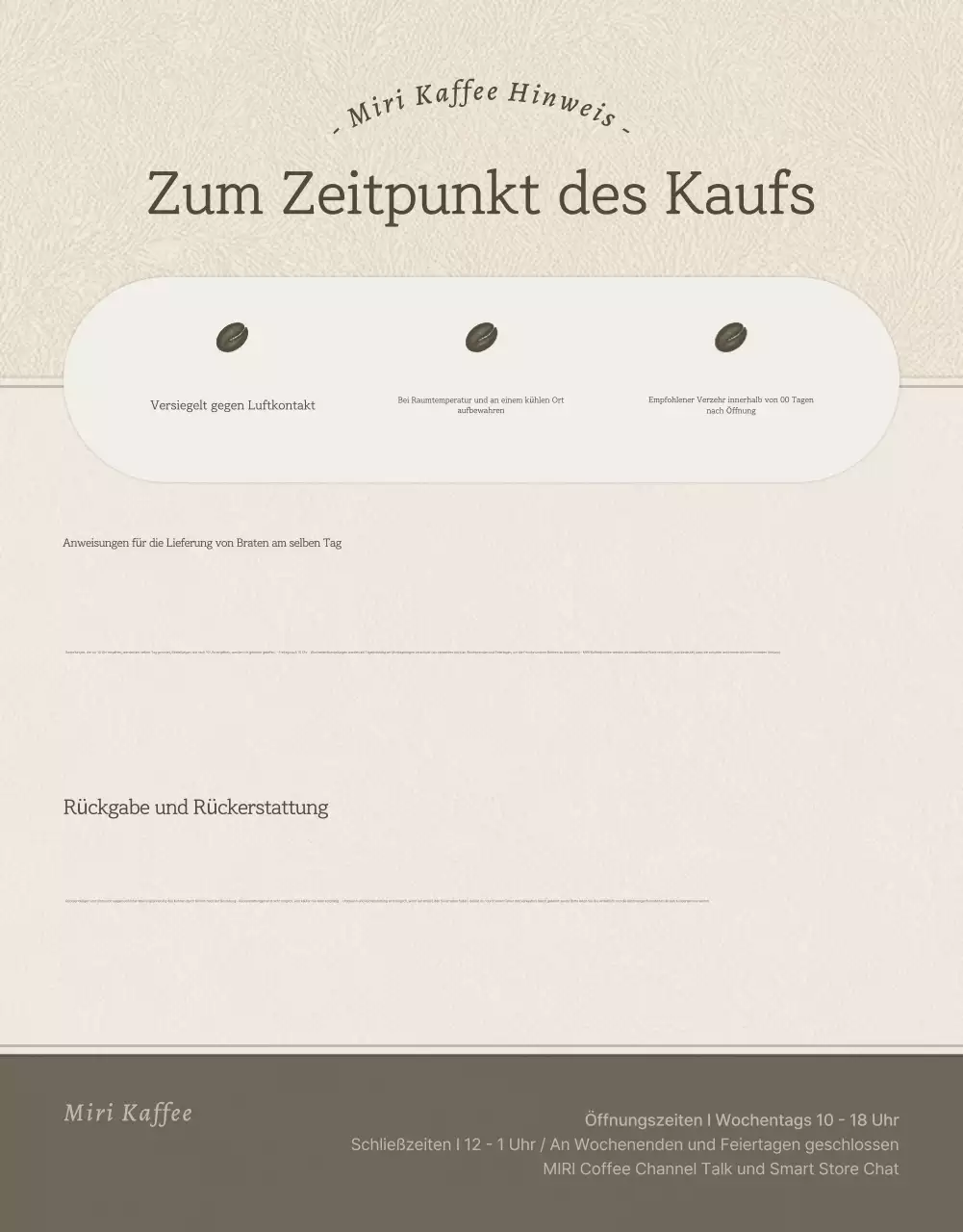 Beige und braun vintage Kaffeebohnen Detailseite