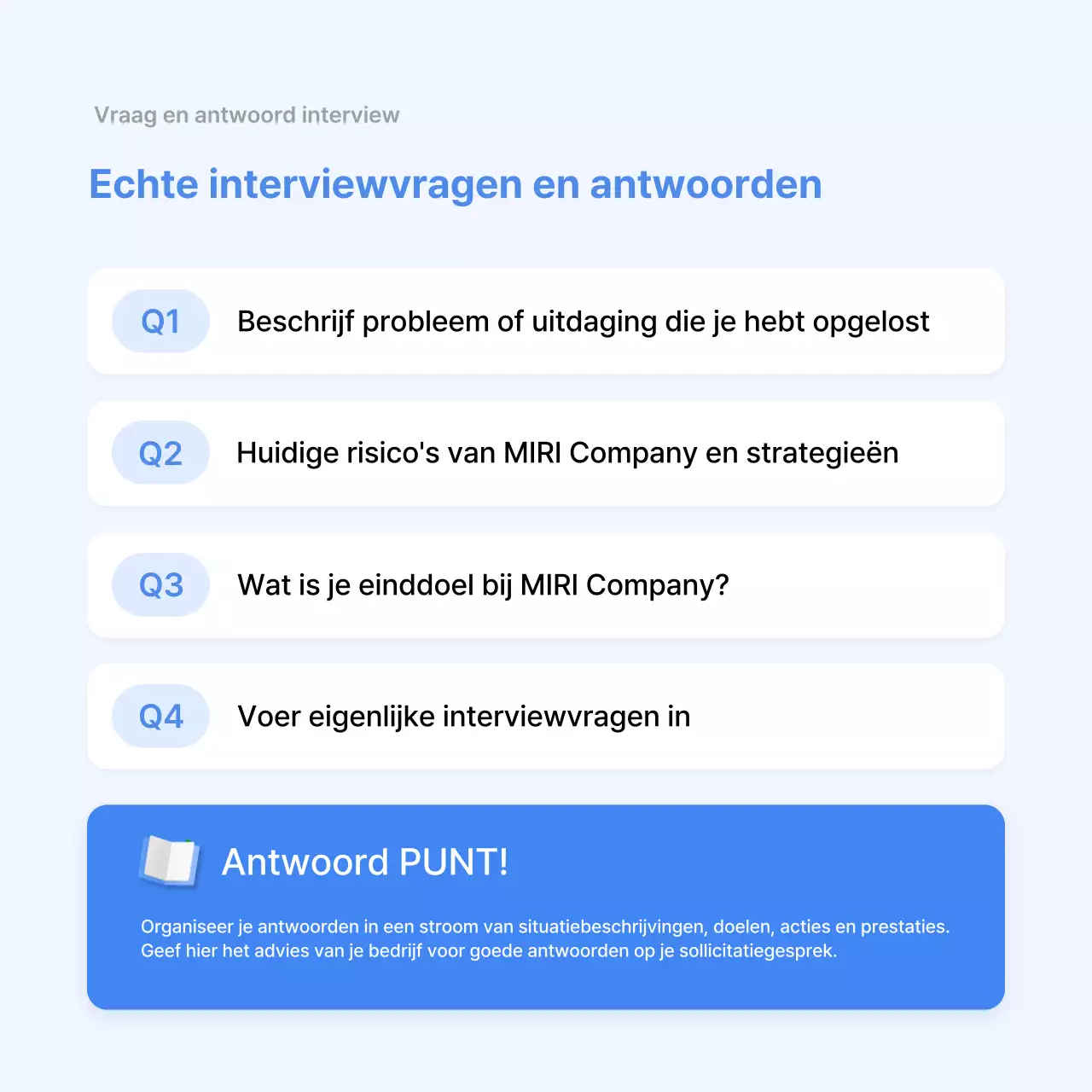 Lichtblauwe eenvoudige gids ter voorbereiding op sollicitatiegesprekken