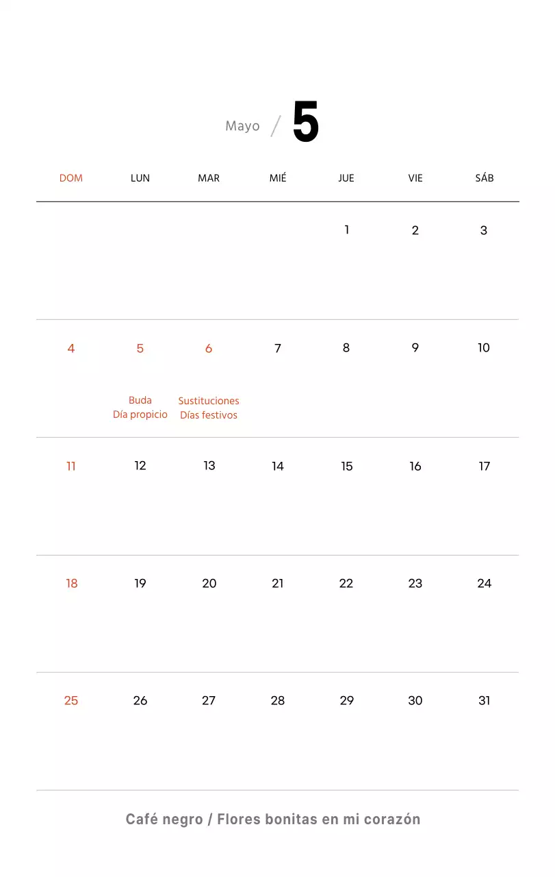 Sencillo calendario de sobremesa con fotos de cafés en tonos blancos