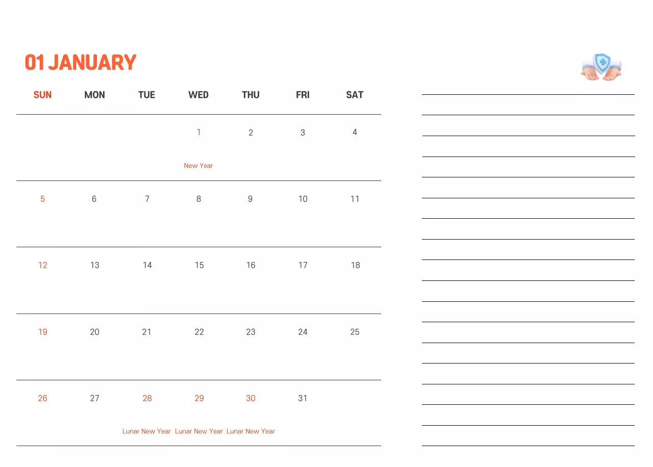 A holiday hospital with health and family themed illustrations and colorful accents