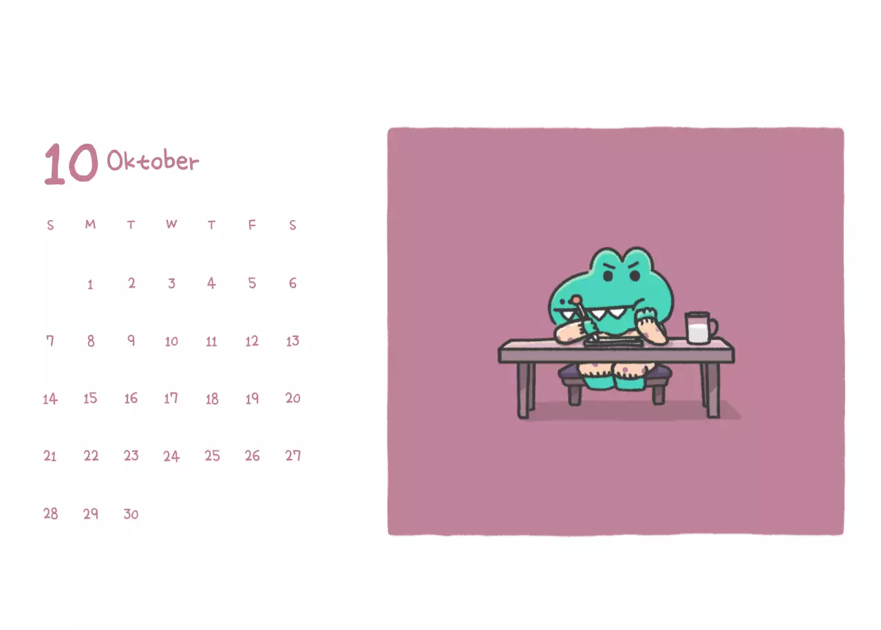Een kalender met een schattig Ago-illustratieconcept