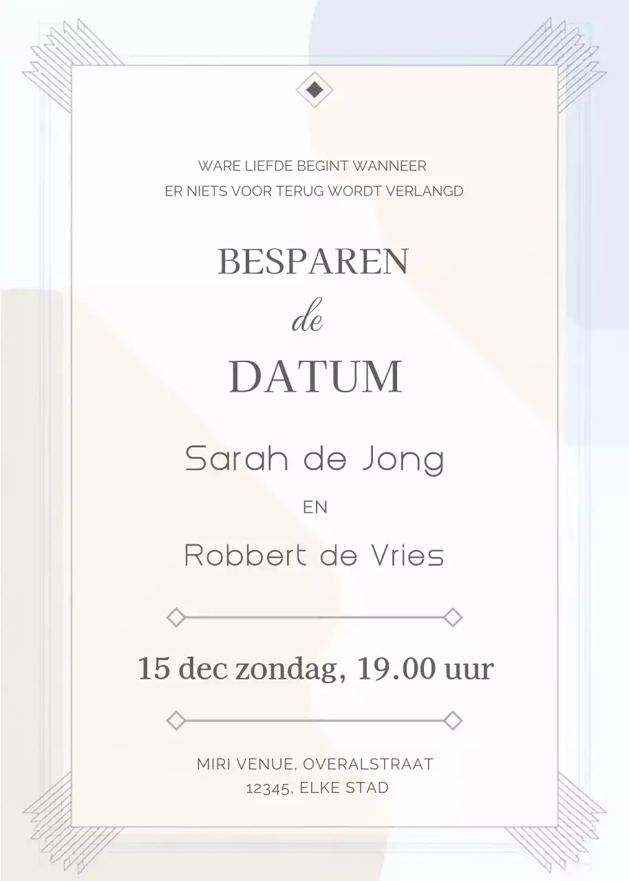 Beige bruiloft uitnodiging elegante stijl