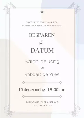 Beige bruiloft uitnodiging elegante stijl