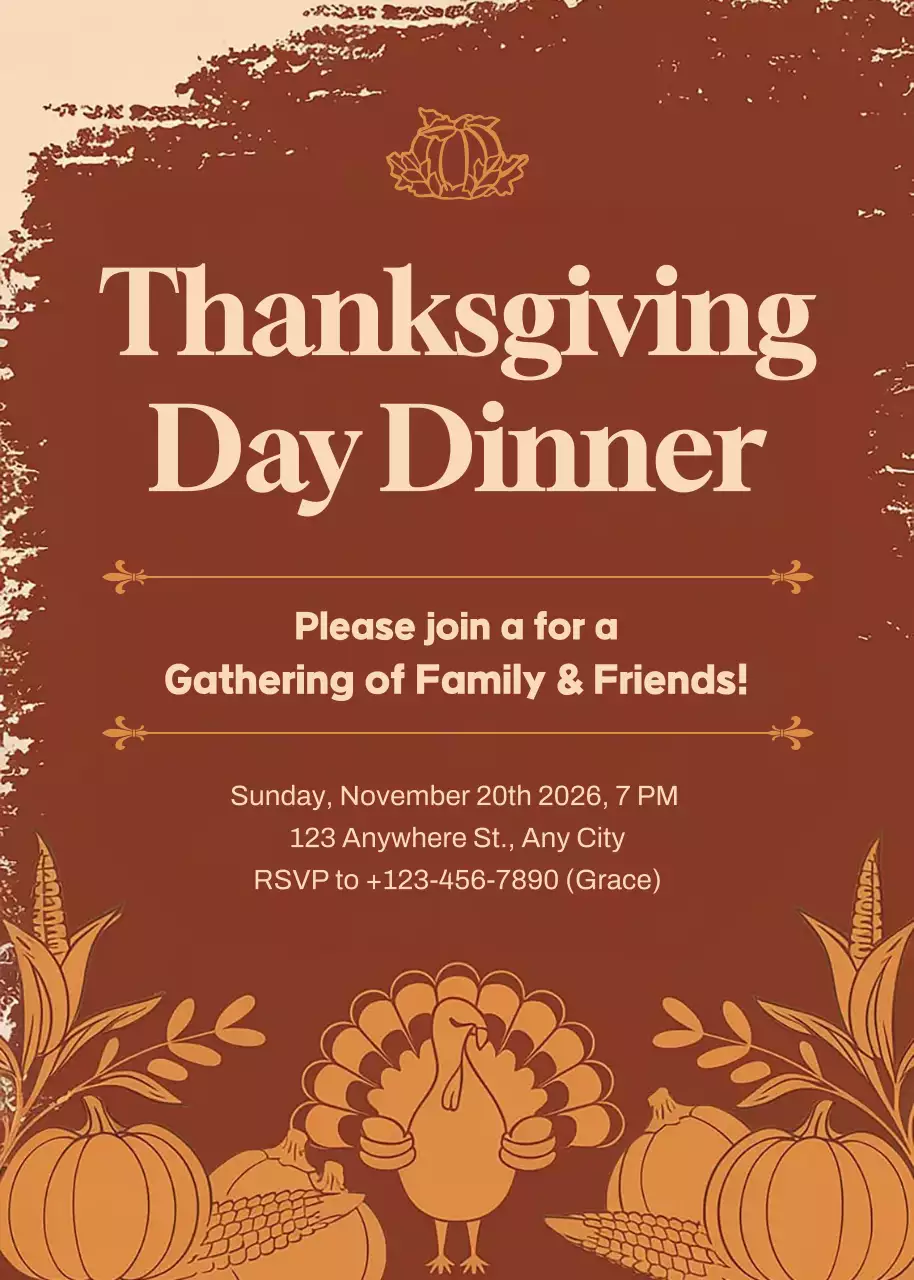 Brown Rustic Thanksgiving Invitation Poster