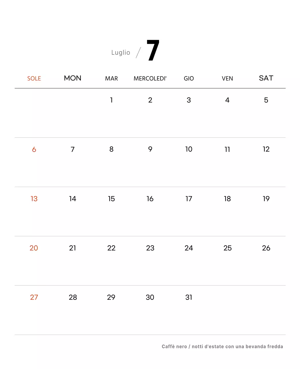 Semplice calendario da tavolo con foto di caffè per bar nei toni del bianco