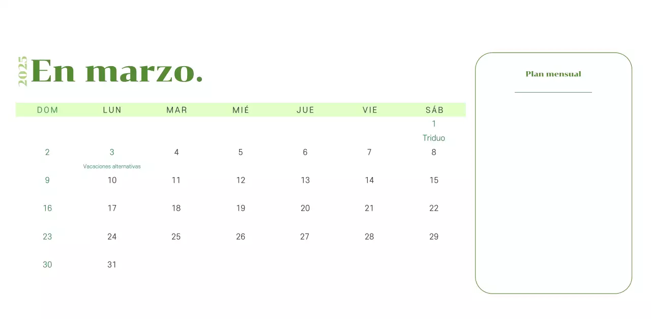 Calendario con ilustraciones juveniles sobre fondo amarillo verdoso