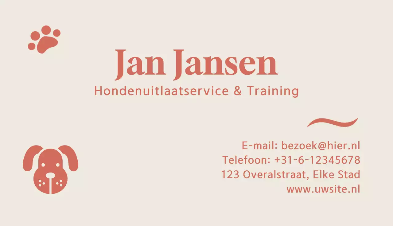 beige eenvoudig honden visitekaartje
