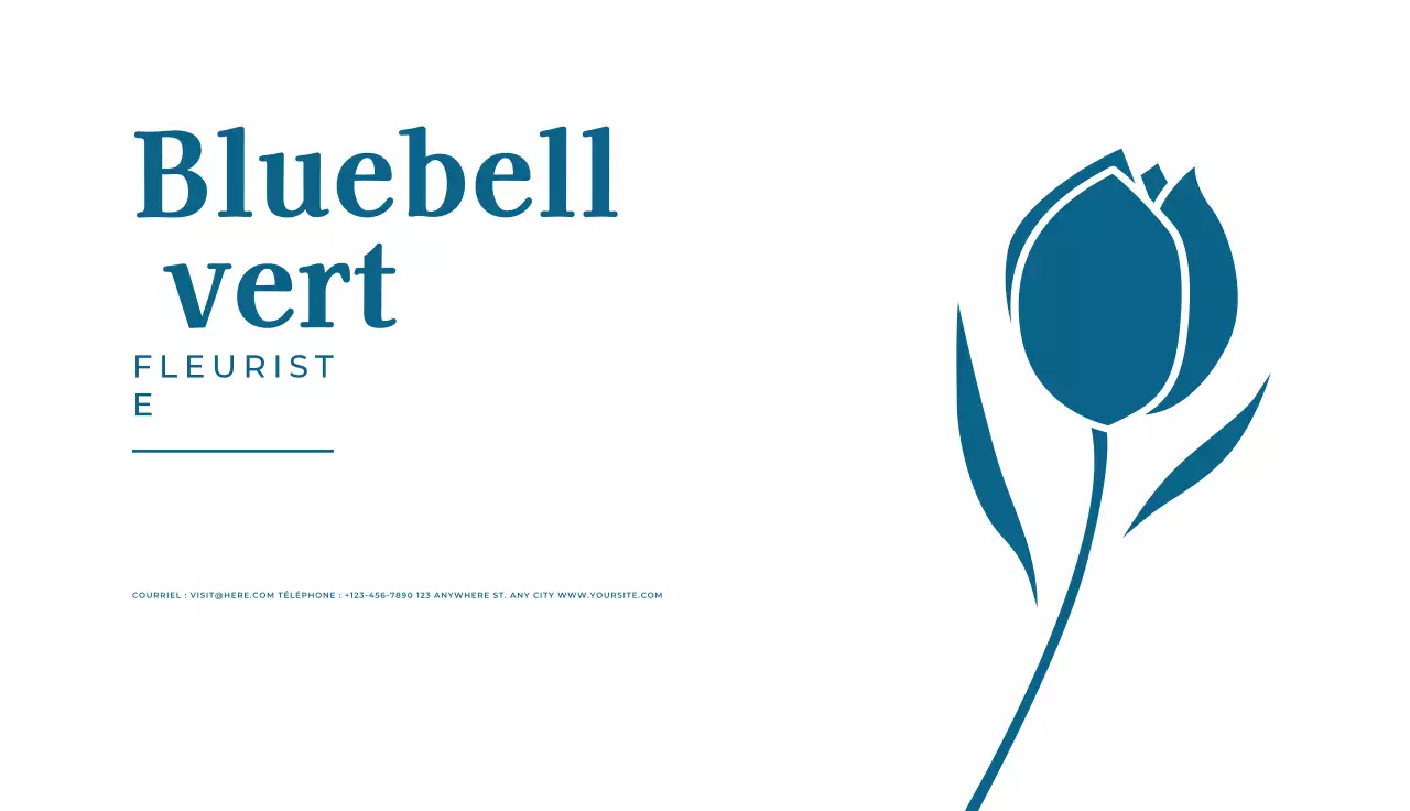 carte de visite de fleuriste minimaliste bleue