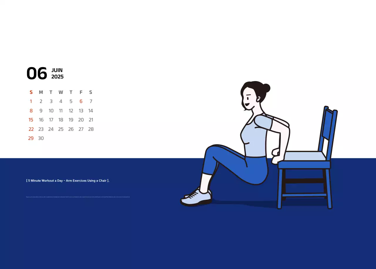 Calendrier simple avec des illustrations bleues et épurées