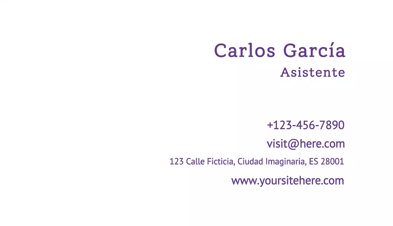 tarjeta de visita minimalista morada