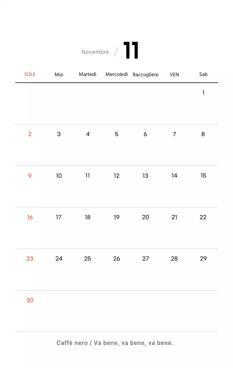 Semplice calendario da tavolo con foto di caffè per bar nei toni del bianco