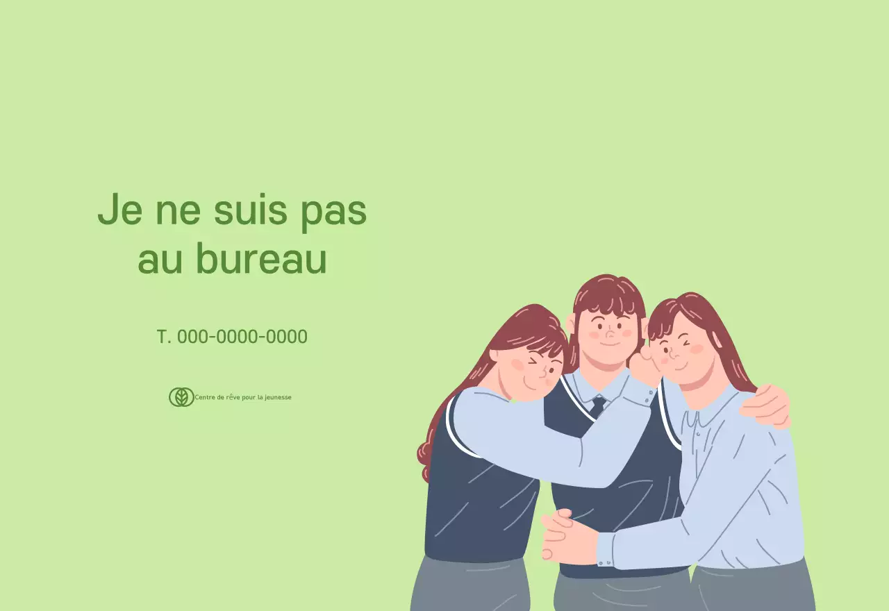 Calendrier avec illustrations de jeunes sur fond jaune-vert