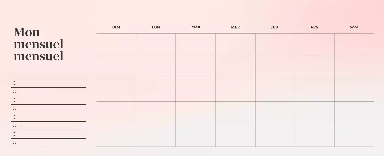 Calendrier minimaliste dégradé