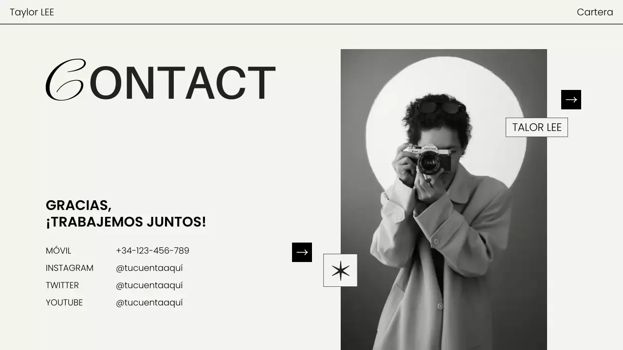 portafolio de fotografía moderna negra