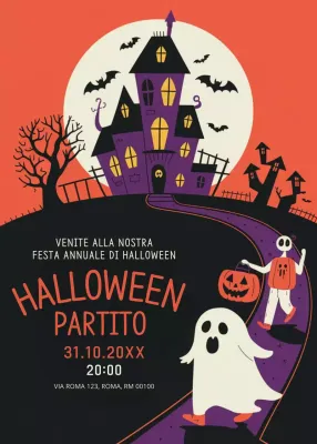 invito di Halloween arancione retrò
