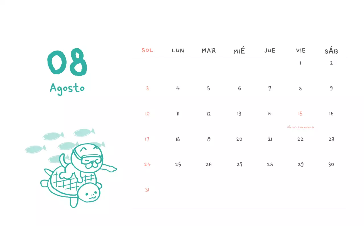 Calendario diario en marfil