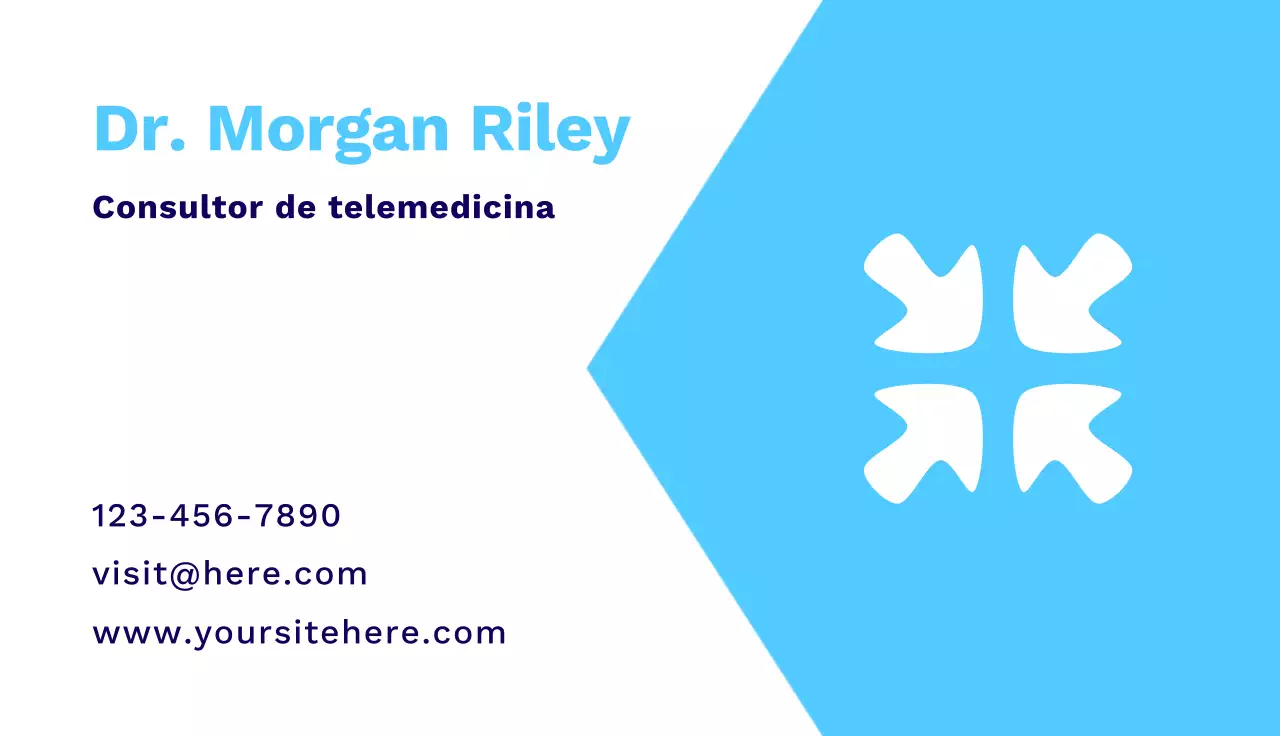 tarjeta de visita azul de telemedicina moderna