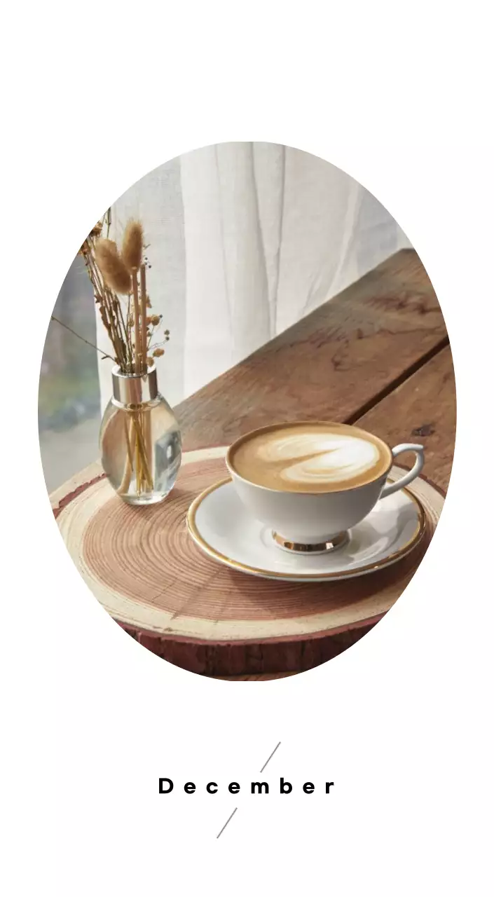 Eenvoudige bureaukalender met koffiefoto's voor cafés in witte tinten