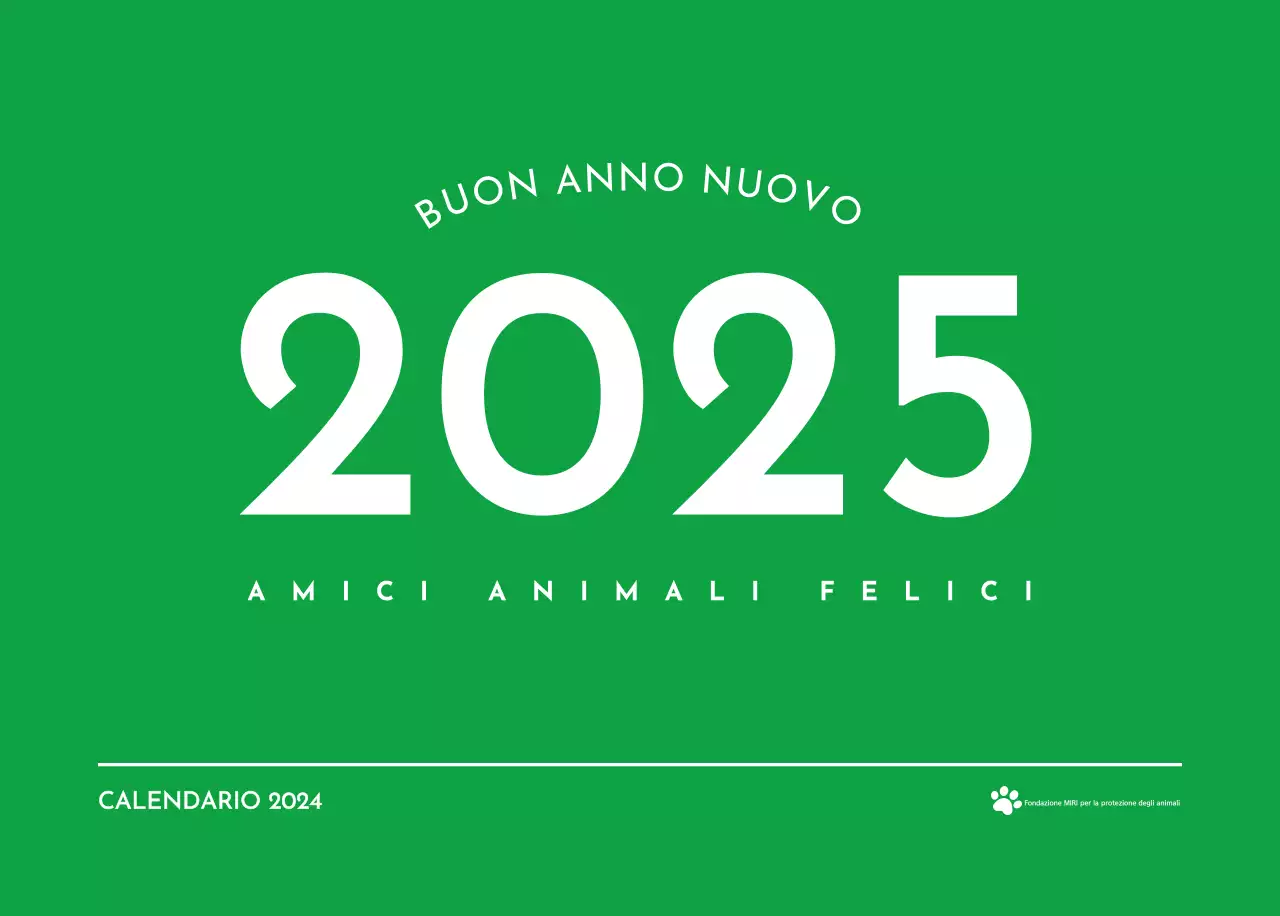 Un calendario con la foto di un cucciolo e un simpatico messaggio in colore verde.