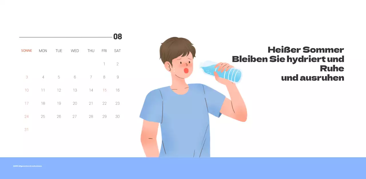 Ein festliches Krankenhaus mit Illustrationen zum Thema Gesundheit und Familie und farbenfrohen Akzenten