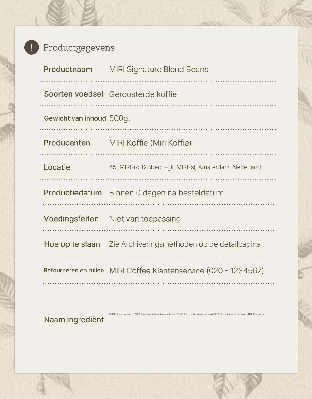 Beige en bruine vintage koffiebonen detailpagina