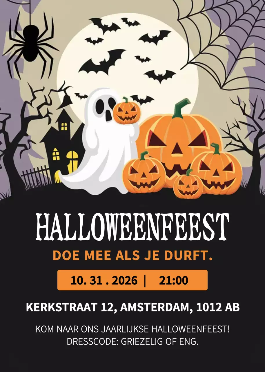 Zwarte S1pooky Halloween-uitnodiging