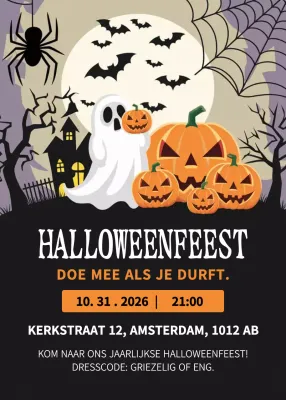 Zwarte S1pooky Halloween-uitnodiging