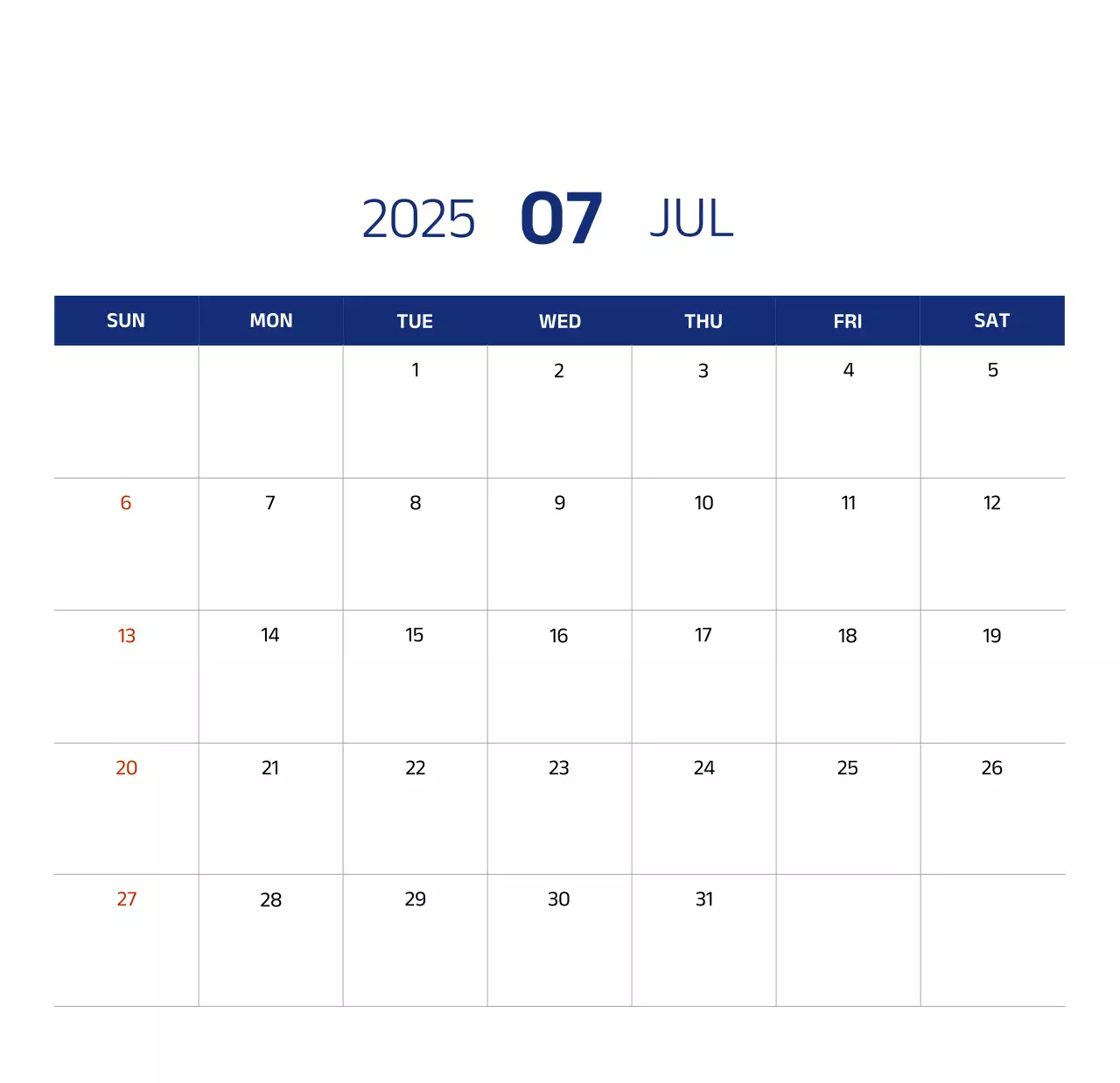 Lịch đơn giản với hình minh họa màu xanh gọn gàng