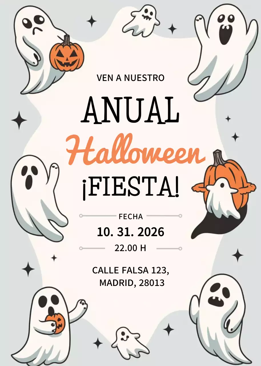 Invitación de Halloween retro naranja