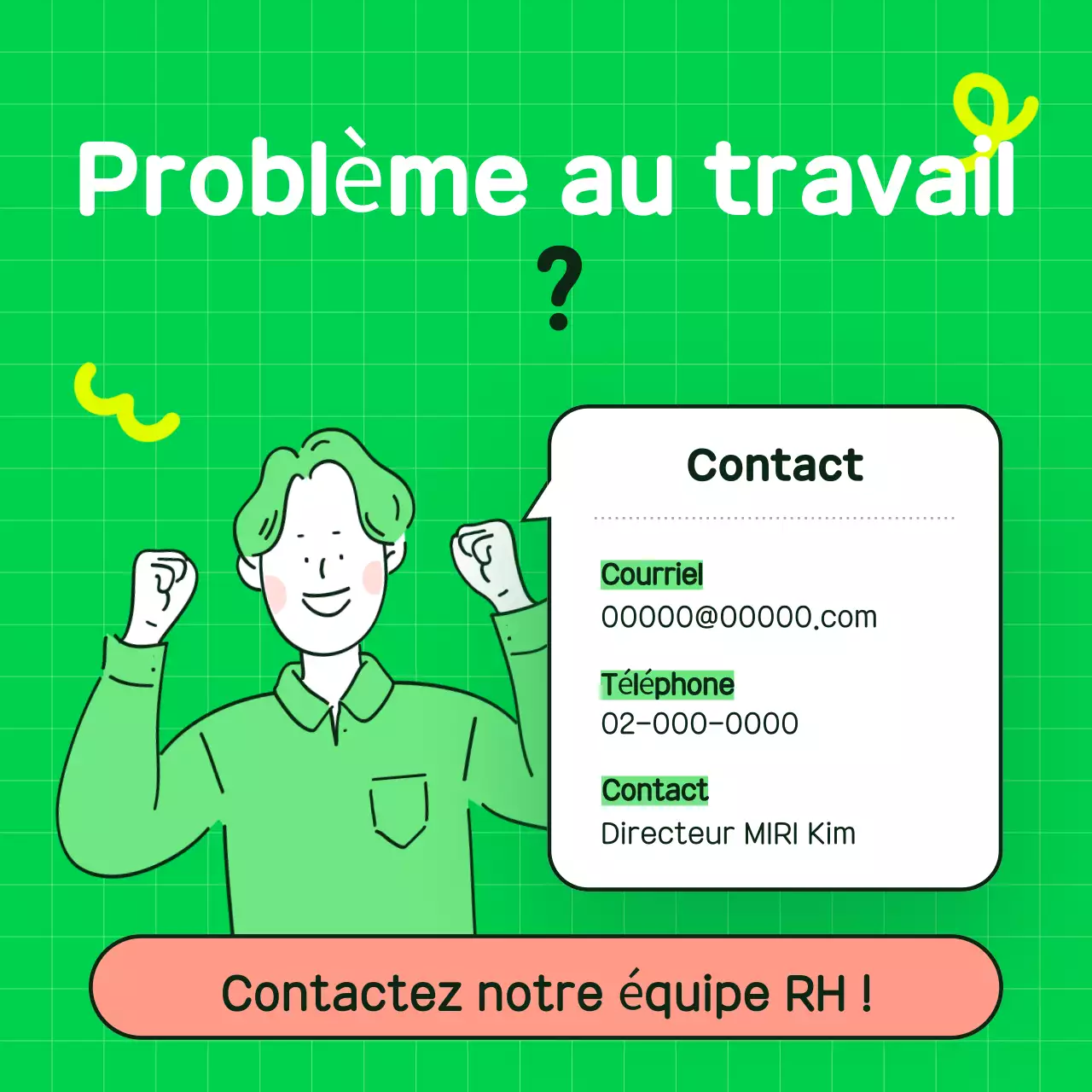 Matériel de formation à l'étiquette verte et simple sur le lieu de travail
