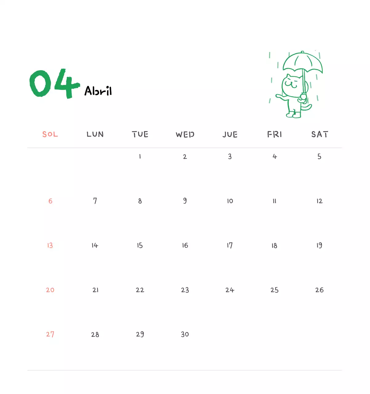 Calendario diario en marfil