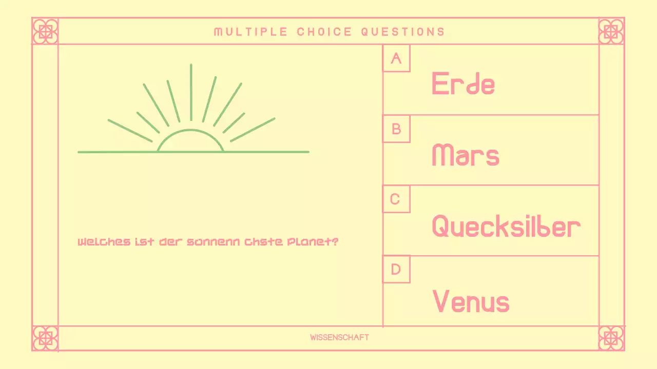 Niedliches rosa orientalisches Quiz-Layout