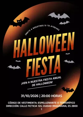 Invitación de Halloween gótica naranja