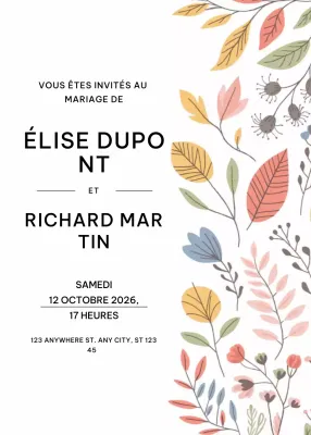 invitation de mariage élégante et blanche