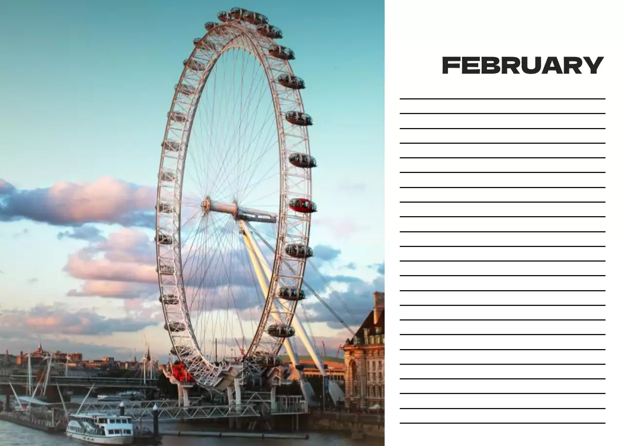 Sky photo clean calendar