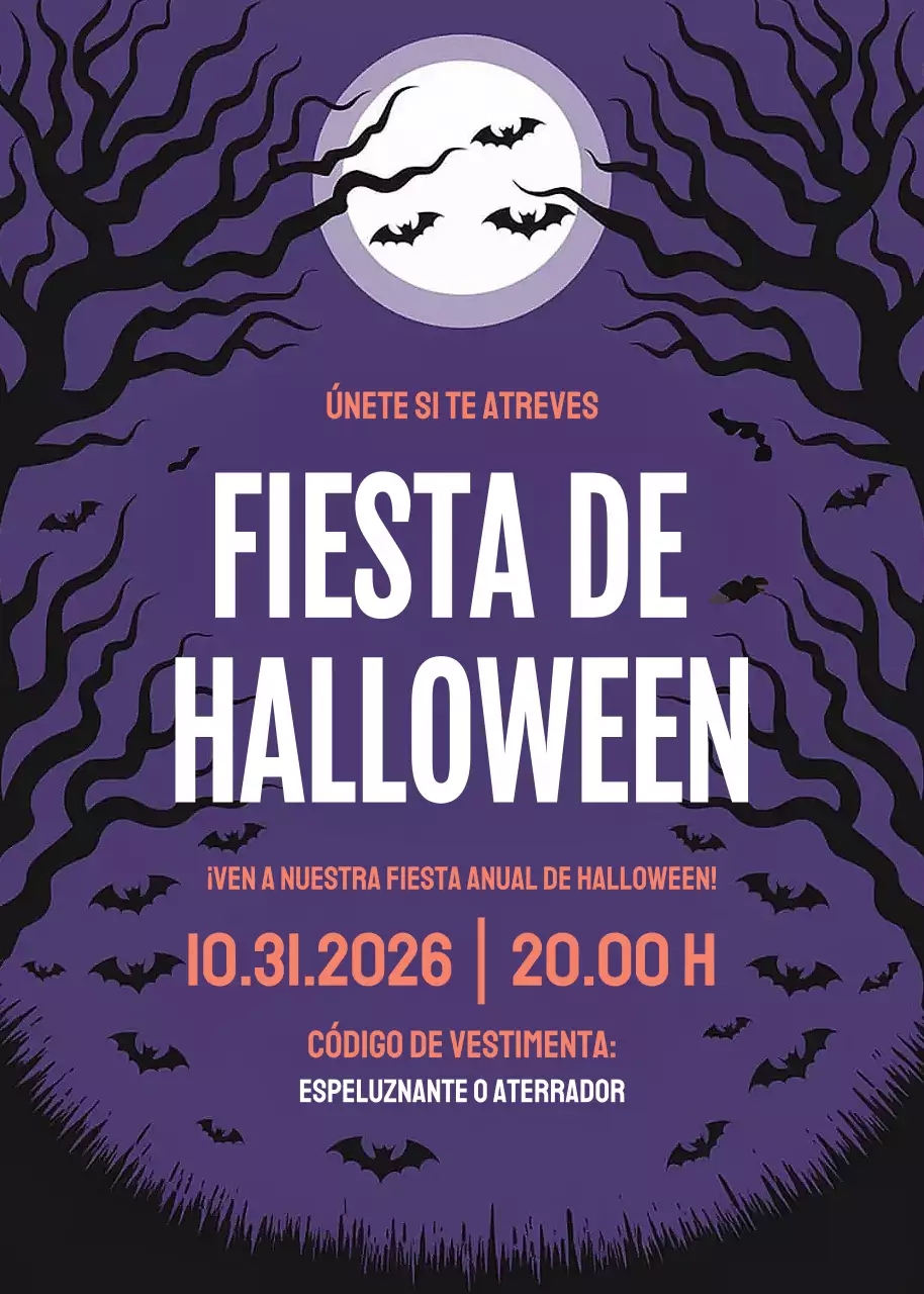 Invitación de Halloween gótica morada