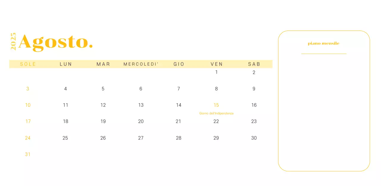 Calendario con illustrazioni giovanili su sfondo giallo-verde