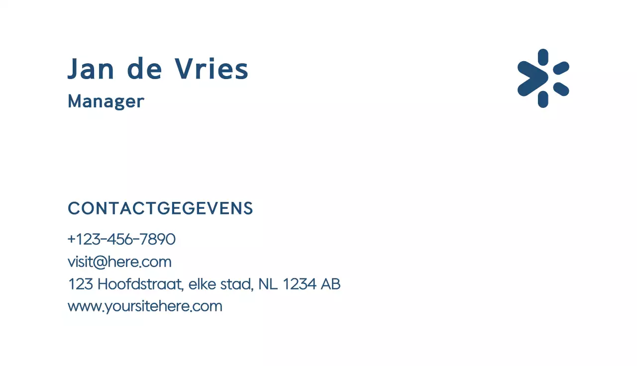 blauw minimalistisch visitekaartje