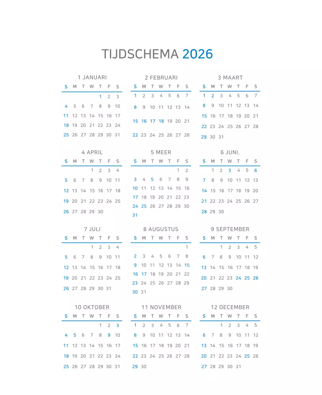 Blauwe Kalender Modern