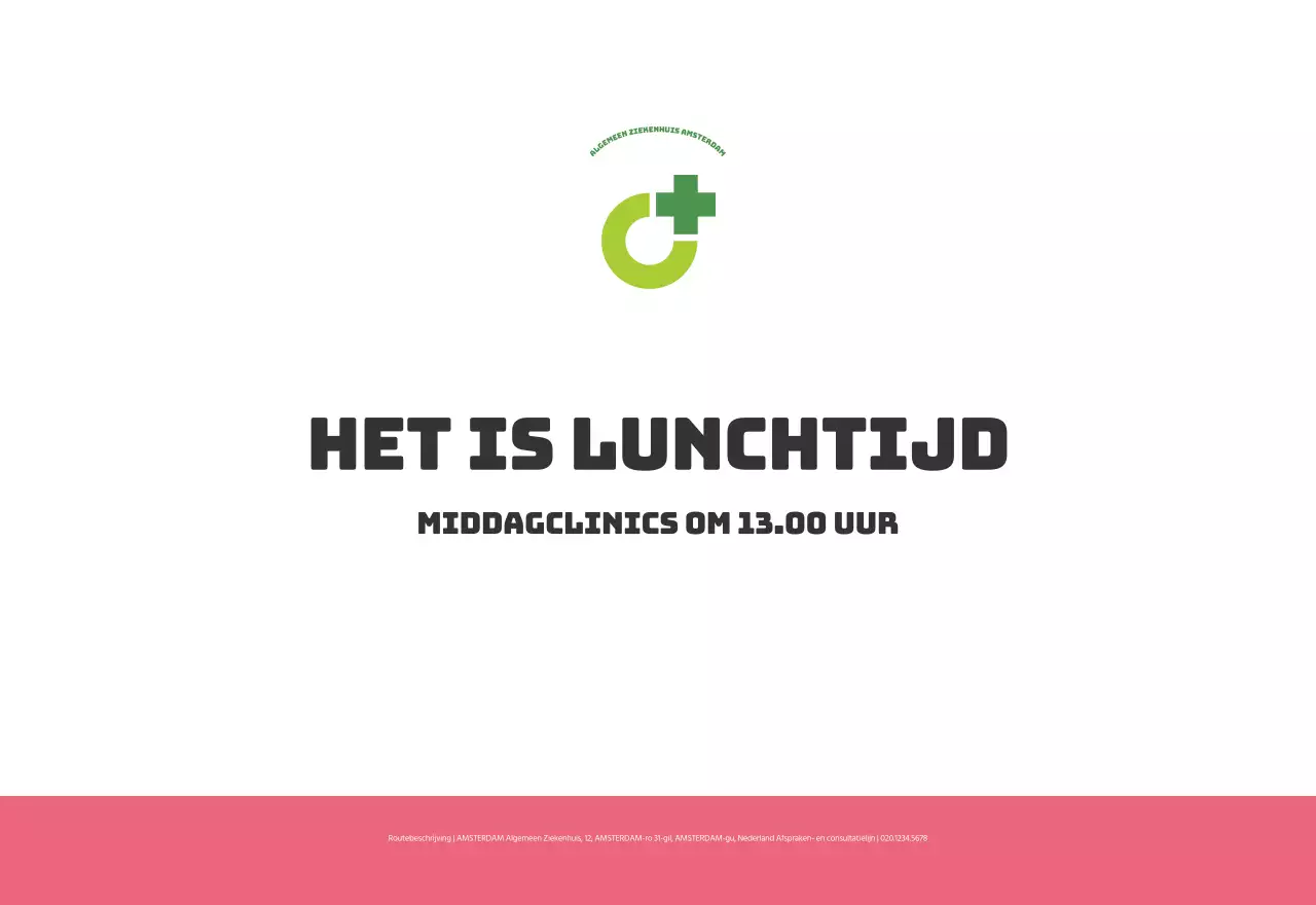 Een feestelijk ziekenhuis met illustraties met gezondheids- en gezinsthema's en kleurrijke accenten